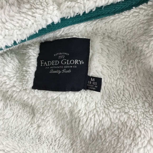 Faded Glory Jacket Coat Green Hoodie White Faux Fur Size Medium $30 - Picture 10 of 13